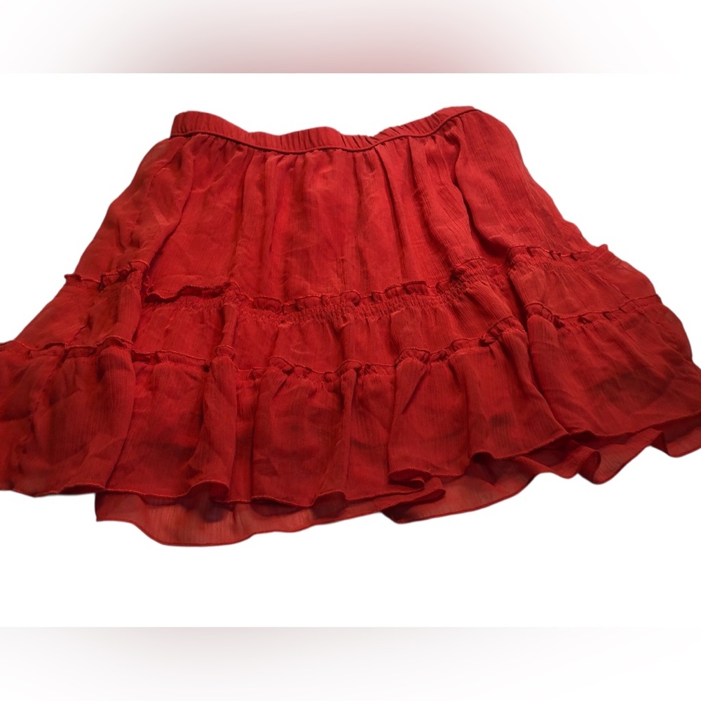 Abercrombie & Fitch Red tiered Mini Skirt Elastic waist Medium